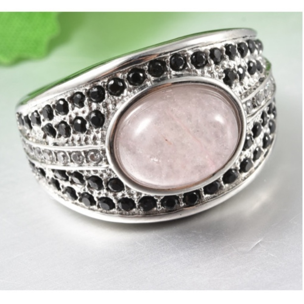 Galilea Rose Quartz and Multi Gemstone Ring in Stainless Steel 3.90 ctw